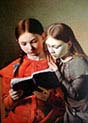 The Artist-s Sisters Signe and Henriette Reading a Book